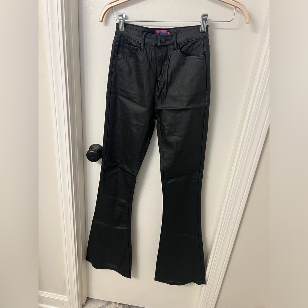 Edikted Flare Coated Black Jeans